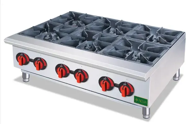 NOVA HP36 36" Countertop Range, Gas Hotplate, 6 Burners, Convertible