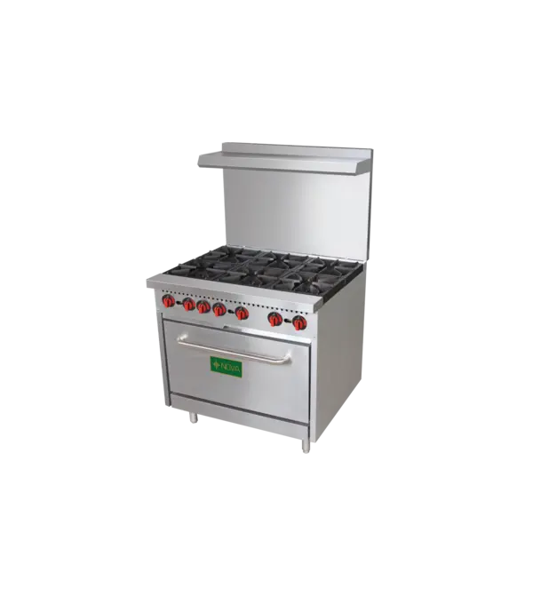 NOVA RC6-P-C 36" 6 Burner Gas Range - Convection Oven w/Casters, Liquid Propane