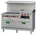 NOVA R10-RGB24-N-C 60" 6 Burner Gas Range w/24" Raised Griddle - Standard Ovens w/Casters, Natural Gas