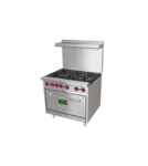 NOVA RC6-P-C 36" 6 Burner Gas Range - Convection Oven w/Casters, Liquid Propane